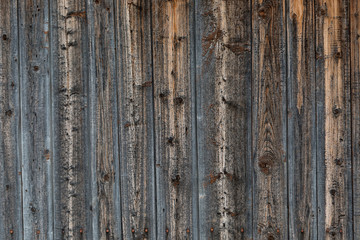 Old fence made of vertical boards. Wooden texture, background.