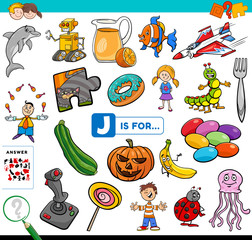 Fototapeta premium letter J words educational task for children