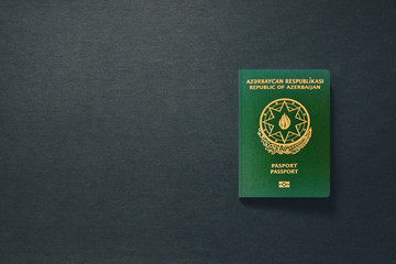 Azerbaijan Passport on dark background with copy space - 3D Illustration