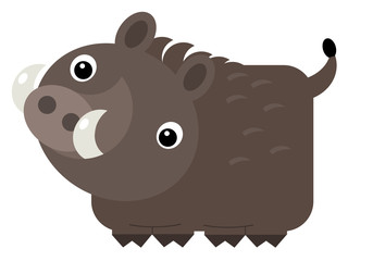 cartoon scene with cheerful boar on the white background illustration for children