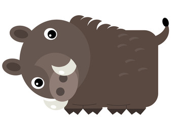 cartoon scene with cheerful boar on the white background illustration for children