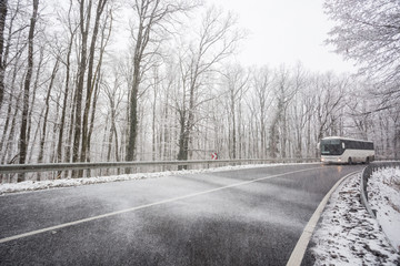 snowy road at wintertime