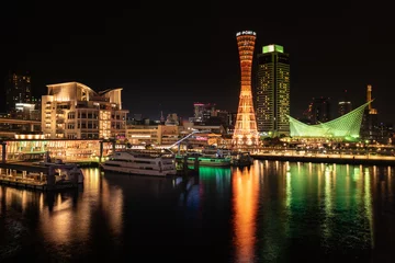 Foto op Plexiglas 日本のライトアップされた神戸港ベイエリア © masahiro