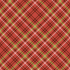 Seamless pattern in red, black, white, green colors for plaid, fabric, textile, clothes, tablecloth and other things. Vector image.