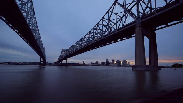 Crescent City Bridges (Formerly New Orleans Bridge) US 90 cross Mississippi River from Algiers Point to New Orleans, Louisiana