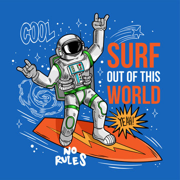 surfer astronaut spaceman catch the space wav