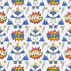 Fototapeta premium Superhero seamless pattern print design 