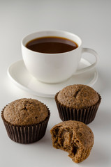 Chaga muffins with chaga coffee - Superfood Trend on white background