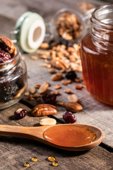 Golden honey, oatmeal and granola