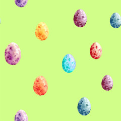 Seamless Pattern of colorful easter eggs . Watercolor illustration. Pattern for packaging, wrapping, background, textile