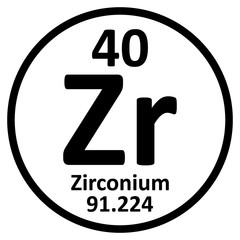 Periodic table element zirconium icon.