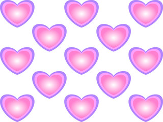 A lot of pink hearts on a white background
