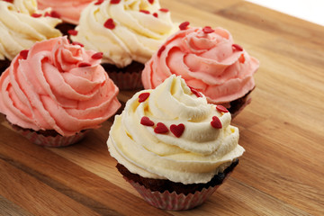 Delicious cupcake for Valentine Day. Love concept cupcakes. For celebrating Valentines Day