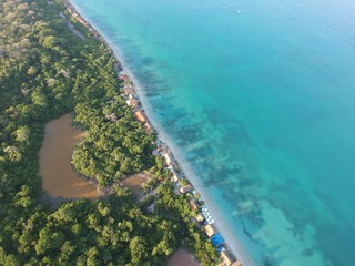 View on paradies beach of Playa Blanca on Island Baru by Cartagena in Colombia - obrazy, fototapety, plakaty