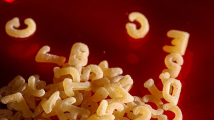 pasta over red background