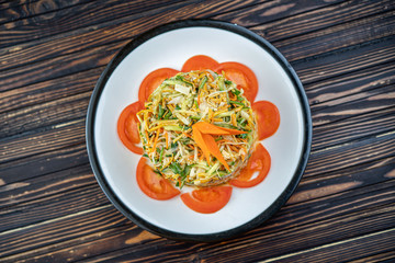vegetable salad with shrimp and sesame. Chinese cuisine