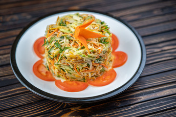 vegetable salad with shrimp and sesame. Chinese cuisine