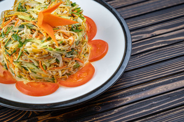 vegetable salad with shrimp and sesame. Chinese cuisine