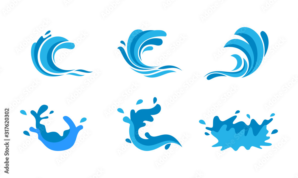 Wall mural wave icon set template vector logo - Wall murals