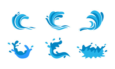Wave icon set template vector logo - obrazy, fototapety, plakaty