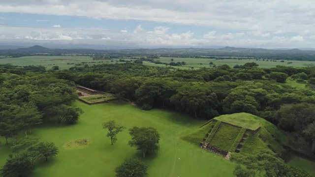 An aerial view of the historical archeological site of Cihuat&aacute;n in El Salvador, Central America