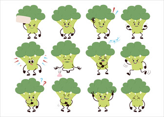 Cartoon character of broccoli cabbage.
