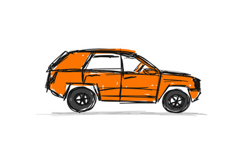 Tuned SUV, sketch for your design. Vector illustration
