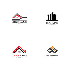 REAL ESTATE   PROPERTY  AND CONSTRUCTION LOGO DESIGN FOR BUSINESS CORPORATE SIGN . VECTOR