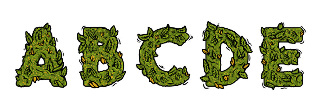 Some part of decorative green marijuana letters
