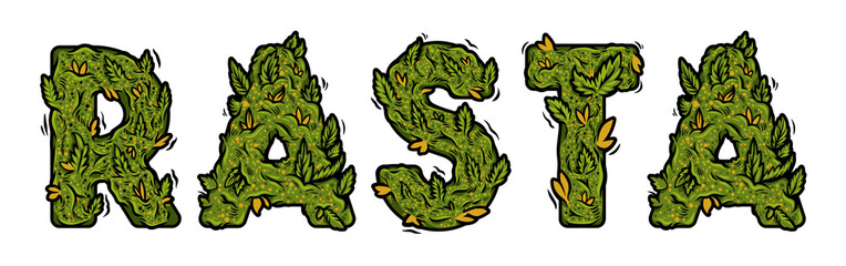 lettering design weed inscription natural 