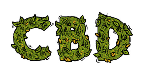 lettering design weed inscription "CBD"