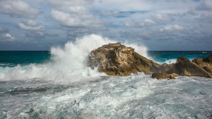 Waves crashing on the rocks