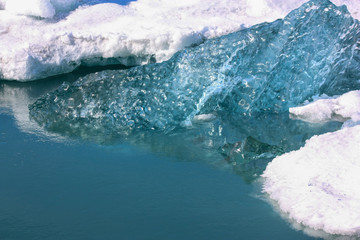 Ice blocks in Icelandic cold waters, global warming