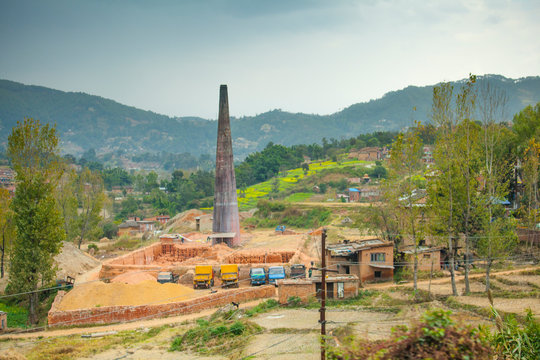 Brick kiln outside of the Kathmandu valley in Nepal.
