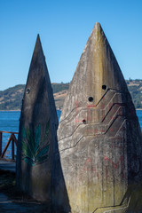 Monumento chono huilliche chiloé sudamérica punta de lanza