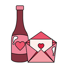 envelope mail with bottle wine isolated icon