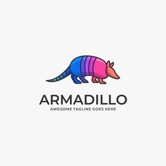 Vector Logo Illustration Armadillo Walking Line Art