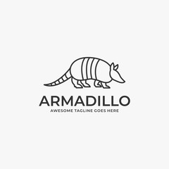 Vector Logo Illustration Armadillo Walking Line Art