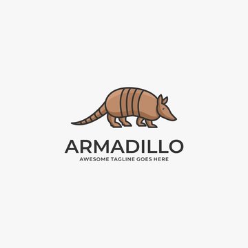 Vector Logo Illustration Armadillo Walking Line Art