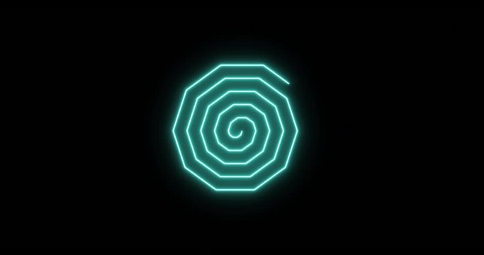 Beautiful decagon blue neon spiral background.