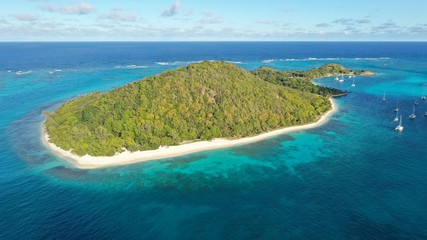 Fototapeta na wymiar Aerial view Caribbean Sea and islands, St. Vincent & Grenadines
