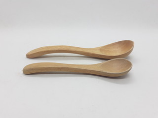 Beautiful Cute Luxury Traditional Handmade Eating Cutlery Wooden Spoon Set for Dining Kitchen Appliances in White isolated Background