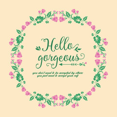Beautiful Ornament of pink floral frame, for elegant hello gorgeous greeting card wallpaper design. Vector