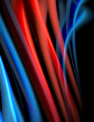 Silk smooth lines on black, liquid fluid color waves. Vector Illustration