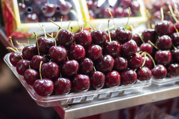 Bright red cherries