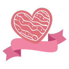 cute heart with ribbon isolated icon