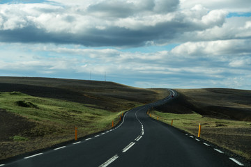 Beautiful view empty road at westfjords in Iceland, The Westfjords is the northwest part of Iceland.  It is the place that offers the most spectacular scenic drive in the country 