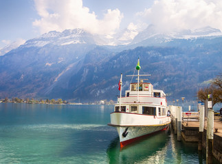 Boat Tour with Lake of Interlaken Switzerland, Tourist port in brienz Lake