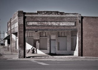 Abandoned corner gas station. Hollis, Oklahoma.
