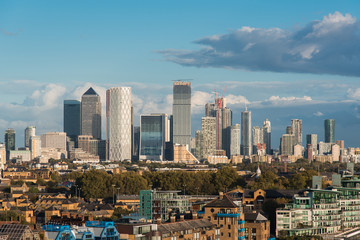 Elevated View of Canary Wharf Financial District in the City of London